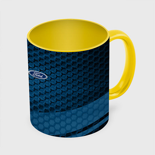 Кружка цветная FORD / 3D-Белый + желтый – фото 1