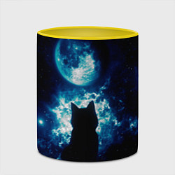 Кружка 3D Кот силуэт луна ночь звезды, цвет: 3D-белый + желтый — фото 2