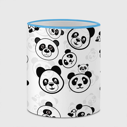 Кружка цветная Панды / 3D-Небесно-голубой кант – фото 2