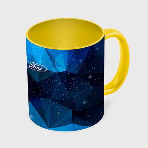 Кружка цветная FORD / 3D-Белый + желтый – фото 1