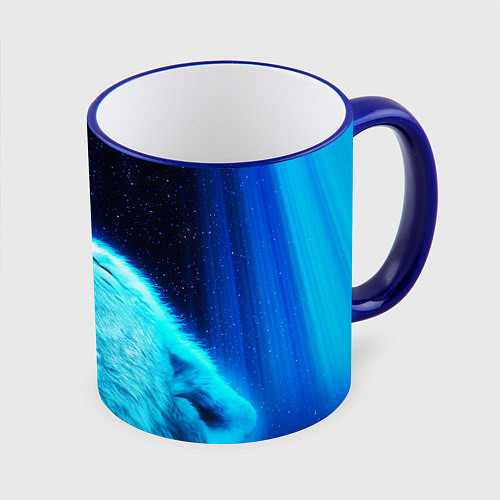 Кружка цветная ВОЛЧИЙ ВОЙ D / 3D-Синий кант – фото 1