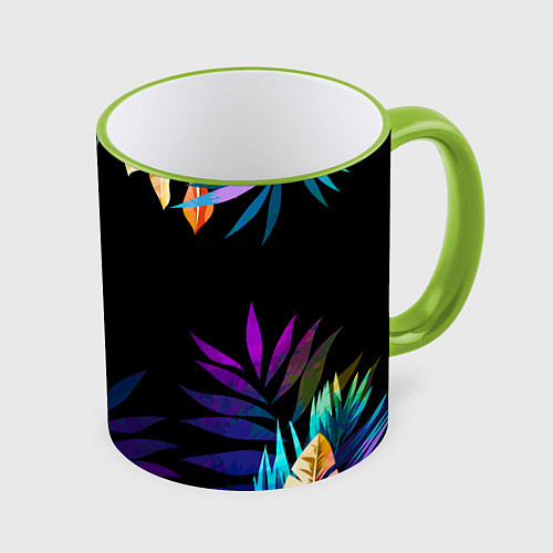 Кружка цветная Тропическая Ночь / 3D-Светло-зеленый кант – фото 1