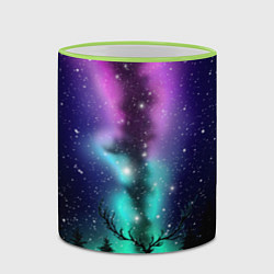 Кружка 3D Силуэт оленя северное сияние, цвет: 3D-светло-зеленый кант — фото 2