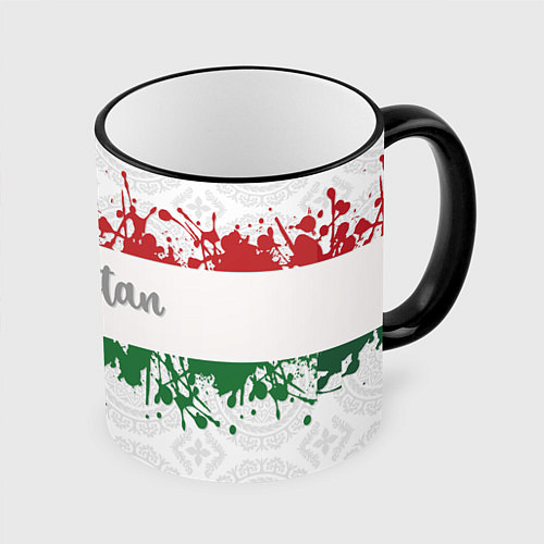 Кружка цветная Таджикистан / 3D-Черный кант – фото 1
