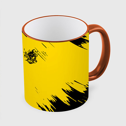 Кружка цветная CYBERPUNK 2077 / 3D-Оранжевый кант – фото 1