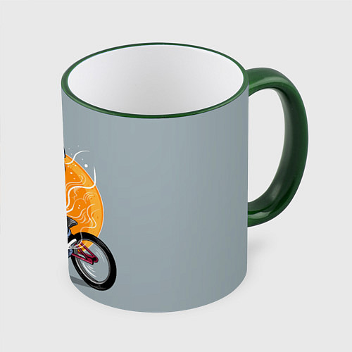 Кружка цветная Космический велосипедист Z / 3D-Зеленый кант – фото 1