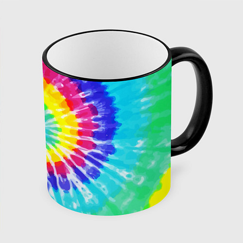 Кружка цветная TIE-DYE СТЕНА / 3D-Черный кант – фото 1