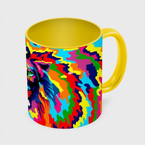 Кружка цветная Лев Artistic Art / 3D-Белый + желтый – фото 1
