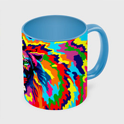 Кружка 3D Лев Artistic Art, цвет: 3D-белый + небесно-голубой