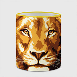 Кружка 3D Взгляд льва, цвет: 3D-желтый кант — фото 2