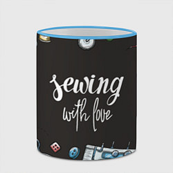 Кружка 3D Сшито с любовью, цвет: 3D-небесно-голубой кант — фото 2