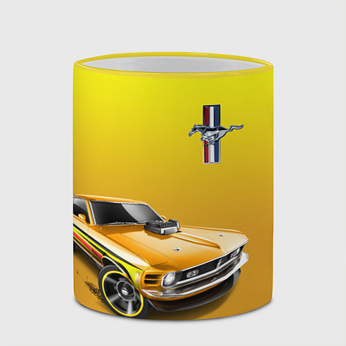 Кружка цветная Ford mustang - motorsport / 3D-Желтый кант – фото 2