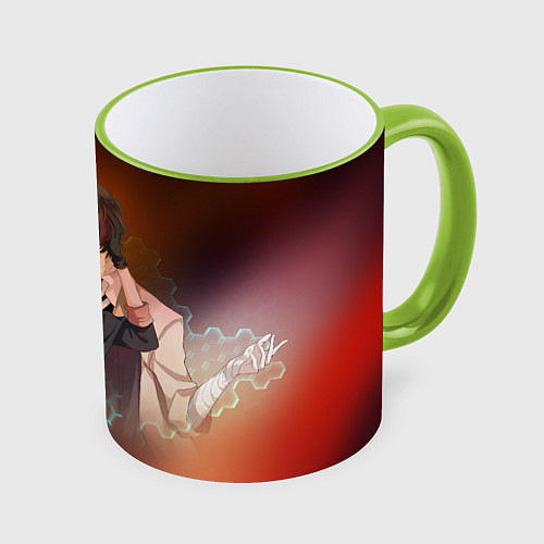 Кружка цветная Дазай и Чуя / 3D-Светло-зеленый кант – фото 1