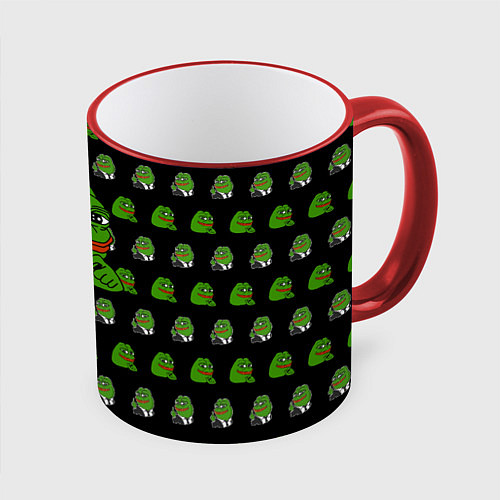 Кружка цветная Frog Pepe / 3D-Красный кант – фото 1