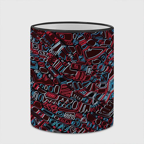 Кружка цветная Абстракция Неони / 3D-Черный кант – фото 2