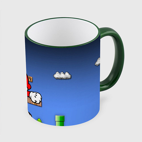 Кружка цветная Mario / 3D-Зеленый кант – фото 1