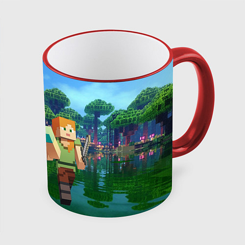 Кружка цветная Minecraft / 3D-Красный кант – фото 1