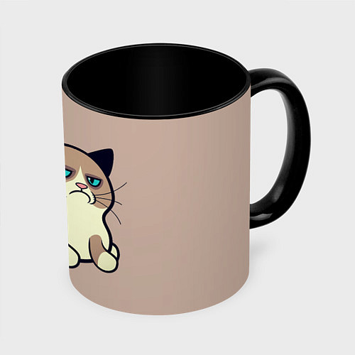 Кружка цветная Великий Grumpy Cat / 3D-Белый + черный – фото 1