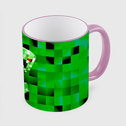 Кружка 3D Minecraft creeper, цвет: 3D-розовый кант