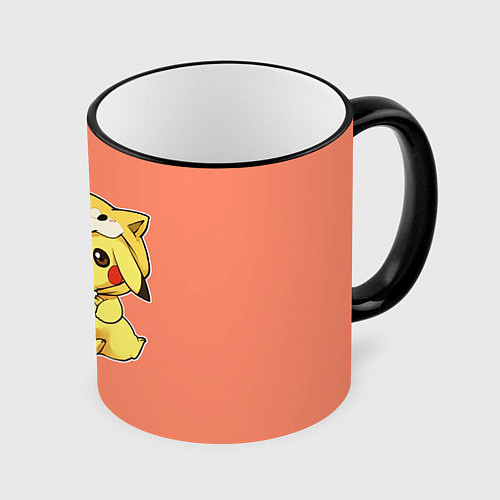 Кружка цветная Pikachu Pika Pika / 3D-Черный кант – фото 1