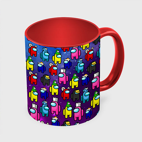 Кружка цветная AMONG US / 3D-Белый + красный – фото 1