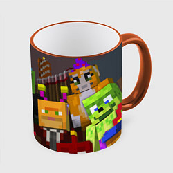 Кружка 3D Minecraft - characters - video game, цвет: 3D-оранжевый кант