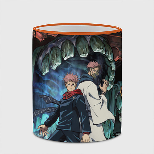 Кружка цветная Jujutsu Kaisen Sukuna подземелье / 3D-Оранжевый кант – фото 2