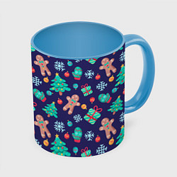 Кружка 3D Новый год, цвет: 3D-белый + небесно-голубой