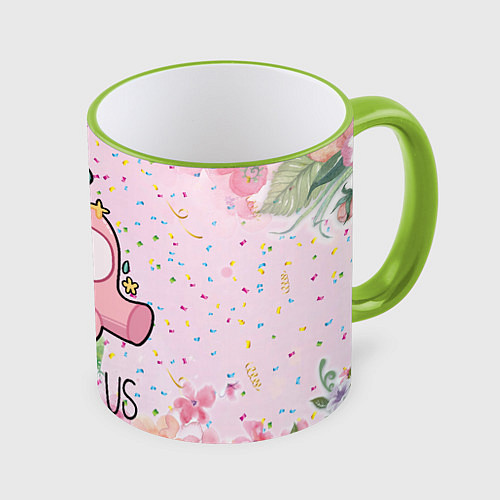 Кружка цветная Among Us girl / 3D-Светло-зеленый кант – фото 1