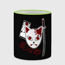 Кружка 3D Маска Танджиро, цвет: 3D-светло-зеленый кант — фото 2