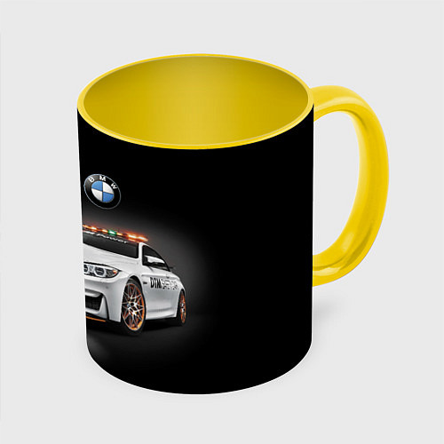 Кружка цветная Safety car / 3D-Белый + желтый – фото 1