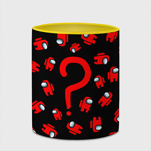 Кружка цветная Among us, Who? / 3D-Белый + желтый – фото 2