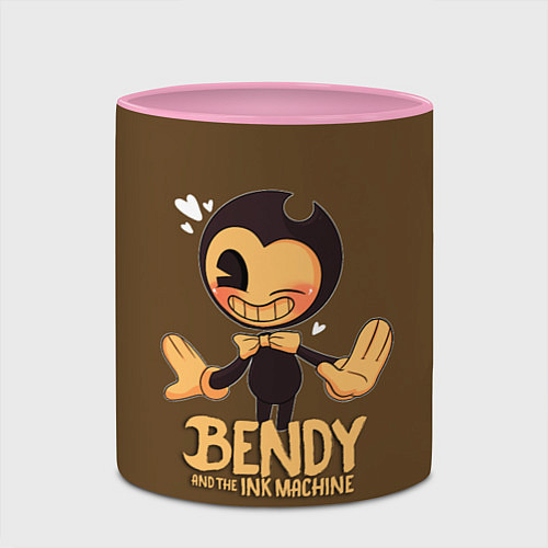 Кружка цветная Bendy And The Ink Machine / 3D-Белый + розовый – фото 2