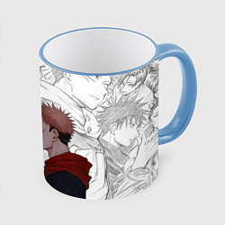 Кружка 3D Jujutsu Kaisen Сукуна х Юдзи, цвет: 3D-небесно-голубой кант