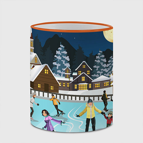 Кружка цветная Рождественский каток / 3D-Оранжевый кант – фото 2