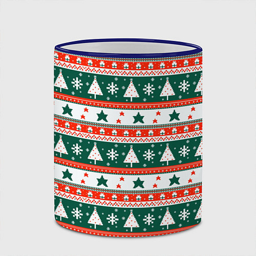 Кружка цветная Новогодний орнамент / 3D-Синий кант – фото 2