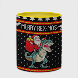 Кружка 3D Merry Rex-mas, цвет: 3D-белый + желтый — фото 2