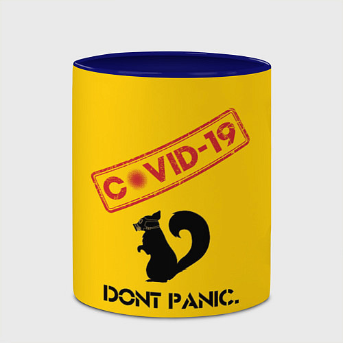 Кружка цветная Dont Panic covid-19 / 3D-Белый + синий – фото 2