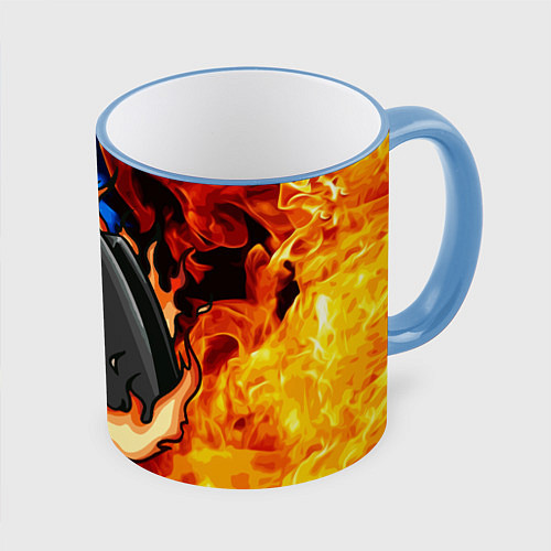 Кружка цветная AMONG US / 3D-Небесно-голубой кант – фото 1