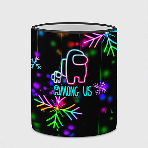 Кружка цветная Among Us New Year / 3D-Черный кант – фото 2