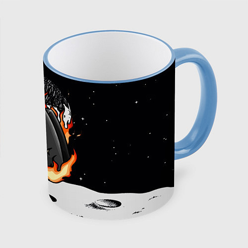 Кружка цветная Among Us fire / 3D-Небесно-голубой кант – фото 1