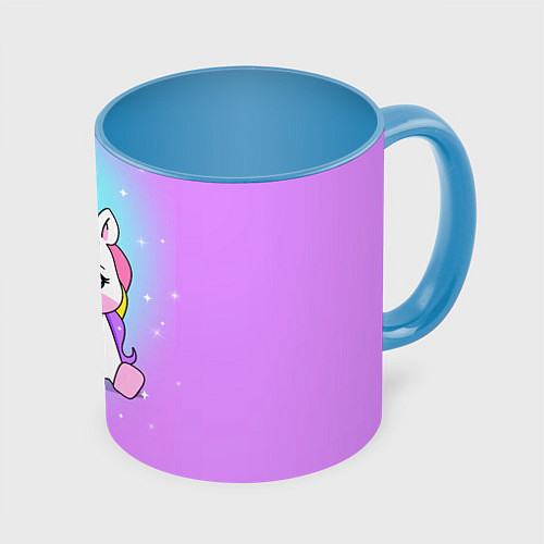 Кружка цветная Единорог / 3D-Белый + небесно-голубой – фото 1