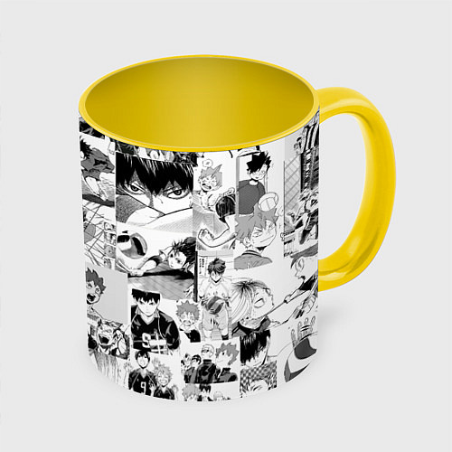 Кружка цветная Haikyu / 3D-Белый + желтый – фото 1