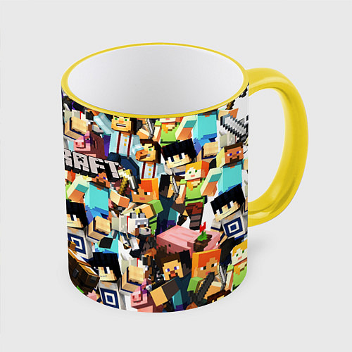 Кружка цветная MINECRAFT / 3D-Желтый кант – фото 1