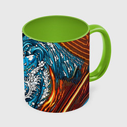 Кружка 3D Танджиро Камадо Клинок демонов, цвет: 3D-белый + светло-зеленый