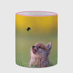 Кружка 3D Лисенок и пчелка, цвет: 3D-розовый кант — фото 2