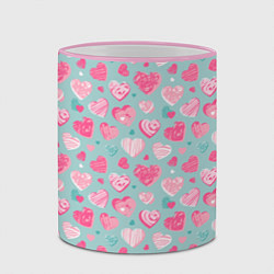 Кружка 3D Сердечки в разных стилях, цвет: 3D-розовый кант — фото 2