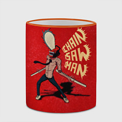 Кружка 3D Человек Бензопила, цвет: 3D-оранжевый кант — фото 2