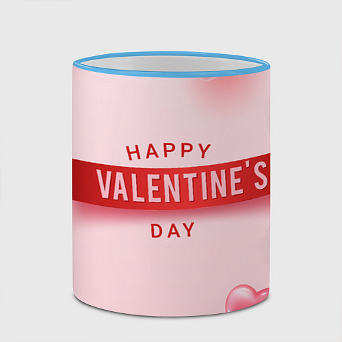 Кружка цветная День святого Валентина / 3D-Небесно-голубой кант – фото 2