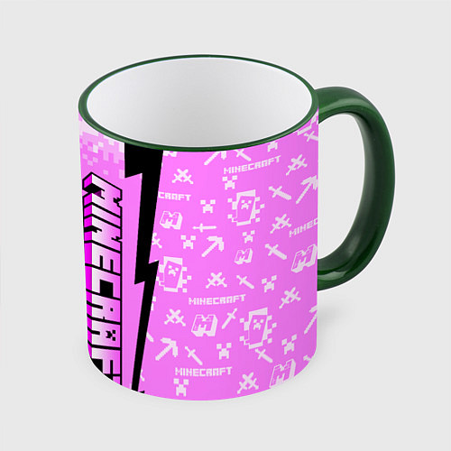 Кружка цветная Minecraft / 3D-Зеленый кант – фото 1